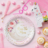 かわいいピンクの月の上に金ゴールド星ベビーシャワー ペーパープレート (パーティー)