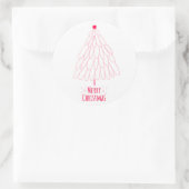 かわいいピンクの木モダンメリークリスマス ラウンドシール (バッグ)