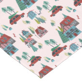 かわいいピンクの村のパターンクリスマス ショートテーブルランナー (コーナー)