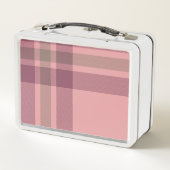 かわいいピンクの格子柄の子ども メタルランチボックス (裏面)