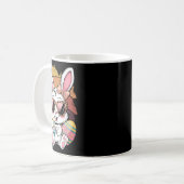 かわいいピンクの格子模様イースターバニー顔ウサギE コーヒーマグカップ (正面左)