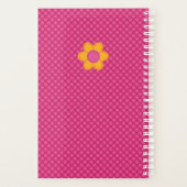 かわいいピンクの格子模様ステッチ黄色の花名 プランナー手帳 (裏面)