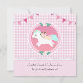 かわいいピンクの格子模様ベビーガールシャワーパーティの招待状 招待状 (裏面)
