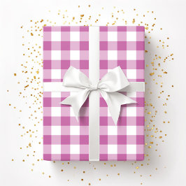 かわいいピンクの格子模様 ラッピングペーパー