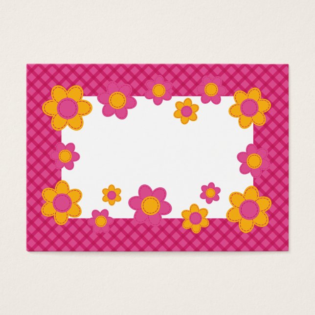 かわいいピンクの格子状フローラ春枠文字箱 (正面)