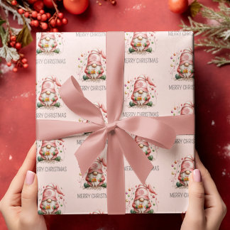 かわいいピンクの格言クリスマス ラッピングペーパー