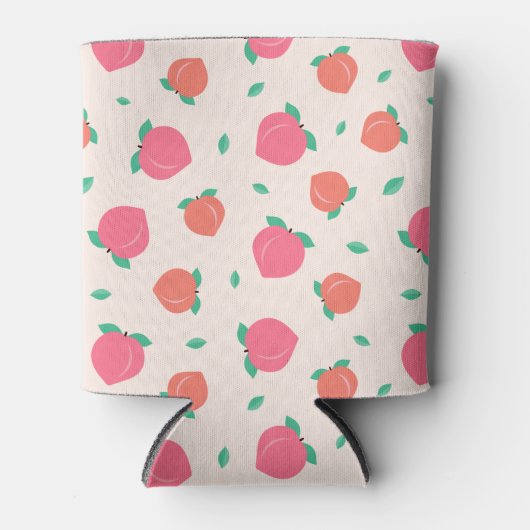 かわいいピンクの桃のパターン 缶クーラー (正面)