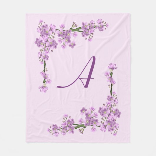 かわいいピンクの桜 フリースブランケット (正面)