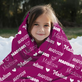 かわいいピンクの梅の繰り返し名パーソナライズされたガーリー フリースブランケット