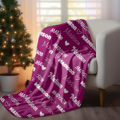 かわいいピンクの梅の繰り返し名パーソナライズされたガーリー フリースブランケット