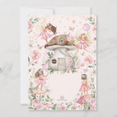 かわいいピンクの森の妖精の庭の少女の誕生日 招待状 (裏面)