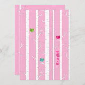 かわいいピンクの森の赤ちゃん女の子シャワー 招待状 (正面/裏面)