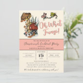 かわいいピンクの楽しいキノコのクリスマスホリデーパーティー 招待状 (スタンド正面)