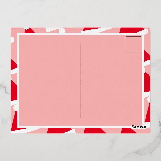 かわいいピンクの楽しいホリデー クリスマスグリーティング 箔シーズンポストカード (裏面)