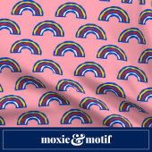 かわいいピンクの楽しいレトロ80年代の原色の虹 クッション