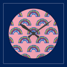 かわいいピンクの楽しいレトロ80年代の原色の虹