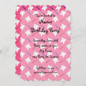 かわいいピンクの歯磨きと歯の模様 招待状 (正面/裏面)