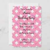 かわいいピンクの歯磨きと歯の模様 招待状 (正面)