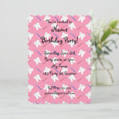 かわいいピンクの歯磨きと歯の模様 招待状 (スタンド正面)