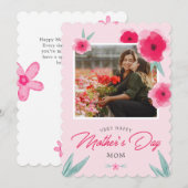 かわいいピンクの母の日の写真 シーズンカード (正面/裏面)