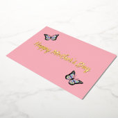 かわいいピンクの母の日の蝶 箔シーズンカード (回転した状態)