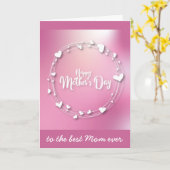 かわいいピンクの母の日ハート最高のの母母 カード (黄色い花)