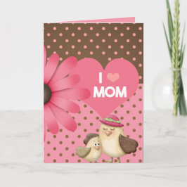 かわいいピンクの母親と子供のバーディーフローラ母の日 カード