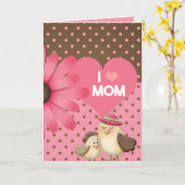 かわいいピンクの母親と子供のバーディーフローラ母の日 カード (黄色い花)