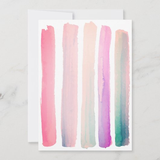 かわいいピンクの水の色のストローク子供の誕生日パーティー 招待状 (裏面)