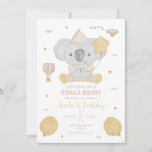 かわいいピンクの水の色コアラ1st誕生日ベビーパーティー 招待状 (正面)