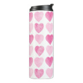 かわいいピンクの水彩ハートサーマルタンブラー タンブラー (回転左)