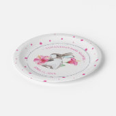 かわいいピンクの水彩バニーガールベビーシャワー ペーパープレート (アングル)