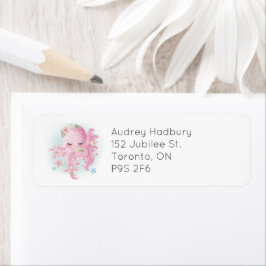 かわいいピンクの水彩ベビータコ ラベル