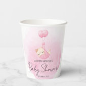 かわいいピンクの水彩子猫ベビーガールシャワー 紙コップ (裏面)