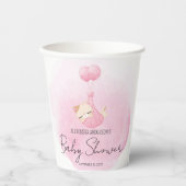 かわいいピンクの水彩子猫ベビーガールシャワー 紙コップ (正面)