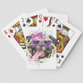 かわいいピンクの水彩画のパグ トランプ (裏面)