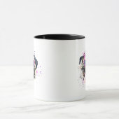かわいいピンクの水彩画のパグ マグカップ (中央)