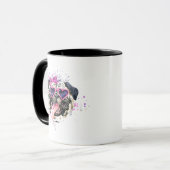 かわいいピンクの水彩画のパグ マグカップ (正面左)