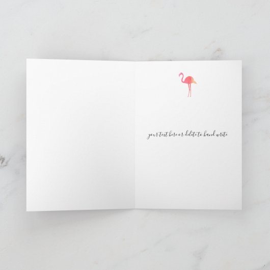 かわいいピンクの水彩画のフラミンゴはあなたの頭部を保ちます 案内状 (内部)