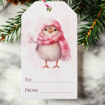 かわいいピンクの水彩画の冬の鳥のクリスマス