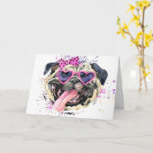 かわいいピンクの水彩画 カード (黄色い花)