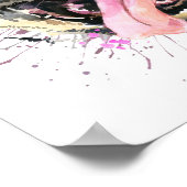 かわいいピンクの水彩画 ポスター (角)