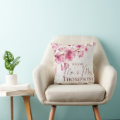 かわいいピンクの水彩花柄の新郎新婦 ウェディング クッション (椅子)