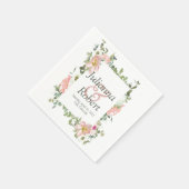 かわいいピンクの水彩花模様のナプキン スタンダードカクテルナプキン (角)