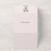 かわいいピンクの水彩風船象ベビー翔 オールインワン招待状 (外側)