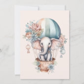 かわいいピンクの水彩風船象ベビー翔 招待状 (裏面)