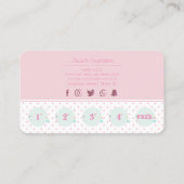 かわいいピンクの水玉模様のカップケーキ ロイヤリティカード (裏面)