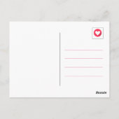 かわいいピンクの水玉模様の猫の手がハッピーバースデー ポストカード (裏面)