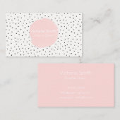 かわいいピンクの水玉模様ダンス 名刺 (正面/裏面)