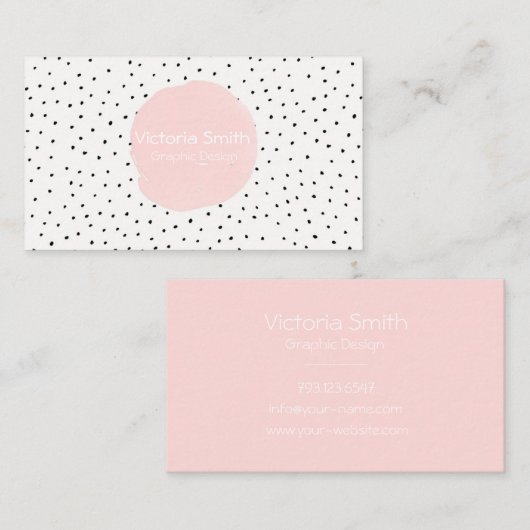 かわいいピンクの水玉模様ダンス 名刺 (正面/裏面)